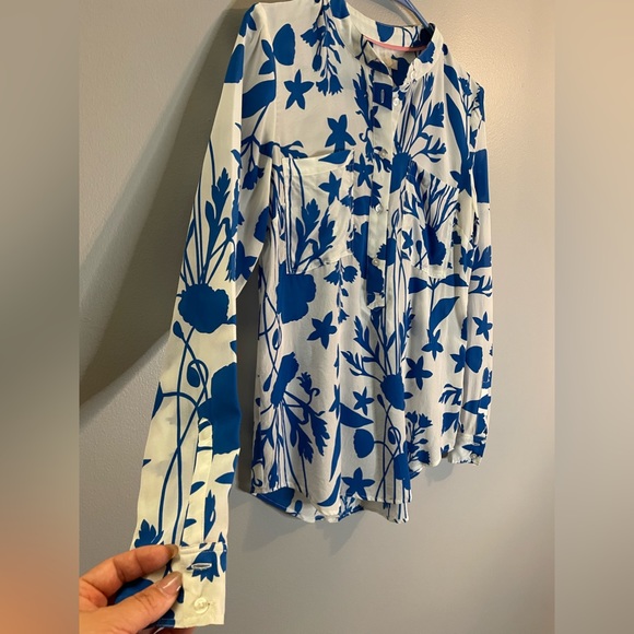 BODEN Women's Floral Long Sleeve Button Front 100% Silk Blouse Size 2R - Picture 3 of 7